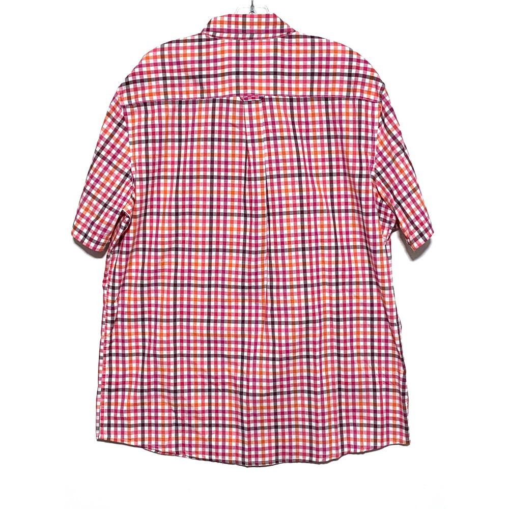 Saddlebred Wrinkle Free Button Shirt Mens L Plaid Checks Red Pink Preppy Casual - Picture 3 of 4